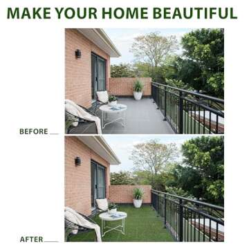 VICTORY RELAX Artificial Grass Turf Tiles Interlocking Set 10 Pieces, Fake Grass Tiles Self-draining for Pet Indoor/Outdoor Flooring Decor,11.8x11.8 inches