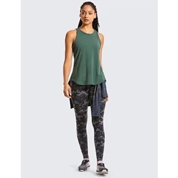 CRZ YOGA Women's Pima Cotton Workout Tank Tops Tie Back Sleeveless Shirts Yoga Athletic Open Back Sport Gym Tops Graphite Green Small
