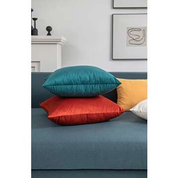 Cozy DEZENE 2-Pack Teal Velvet Pillow Cases, 18x18