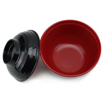 usamjtable Set of 6 Japanese Melamine 味噌湯ボウル4" Miso Soup Rice Bowls With Lid (B11894) ~ We Pay Your Sales Tax
