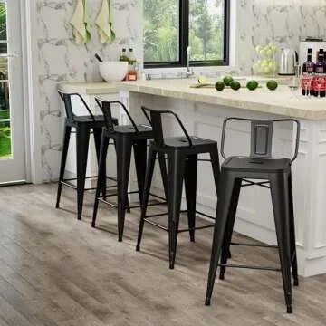Stylish Tongli Metal Bar Stools Set of 4 for Indoor Use