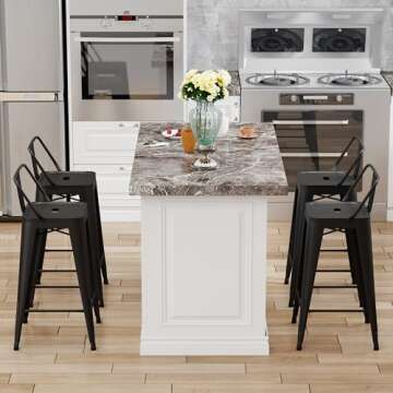 Stylish Tongli Metal Bar Stools Set of 4 for Indoor Use