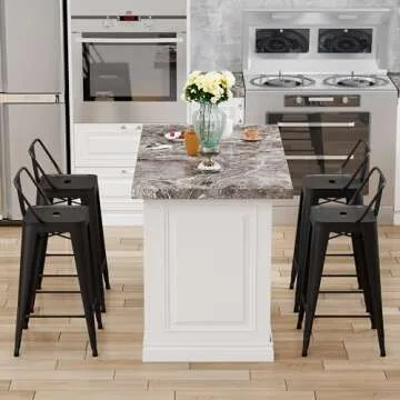 Stylish Tongli Metal Bar Stools Set of 4 for Indoor Use