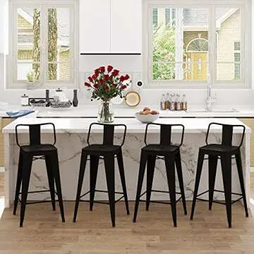 Stylish Tongli Metal Bar Stools Set of 4 for Indoor Use