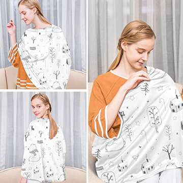 Yoofoss Nursing Cover Breastfeeding Scarf - Baby Car Seat Covers, Infant Stroller Cover, Strechy Carseat Canopy for Boys and Girls (Bear)