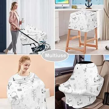 Yoofoss Nursing Cover Breastfeeding Scarf - Baby Car Seat Covers, Infant Stroller Cover, Strechy Carseat Canopy for Boys and Girls (Bear)