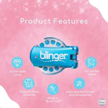 blinger Diamond Collection Starter Kit - Wishes | 75 Rhinestones | Hair Styling Tool | Hair-Safe – Bling in Brush Out