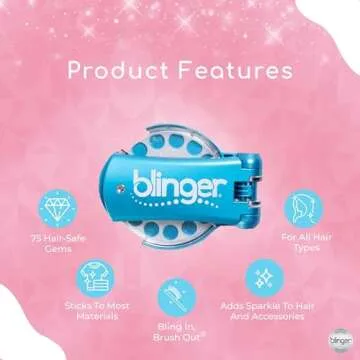 blinger Diamond Collection Starter Kit - Wishes | 75 Rhinestones | Hair Styling Tool | Hair-Safe – Bling in Brush Out
