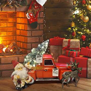 FJJBSD Vintage Red Truck Decor - Farmhouse Metal Pickup Planter and Tabletop Decoration