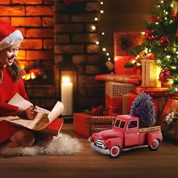 FJJBSD Vintage Red Truck Decor for Unique Home Style