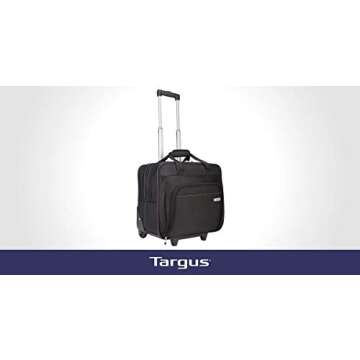 Targus 16 inch Rolling travel laptop case, Black - Travel briefcase and small rolling bag - Spacious foam padded laptop case 16" (TBR003US)