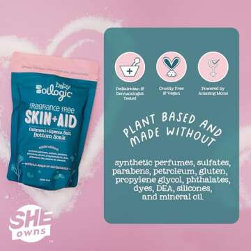 Oilogic Baby Essentials Oatmeal Epsom Salt Bath Soak, Skin & Aid - Fragrance-Free Bath Salts Gently Cleanses & Oatmeal Soothes Skin Discomforts Paraben-Free Epsom Salts for Soaking