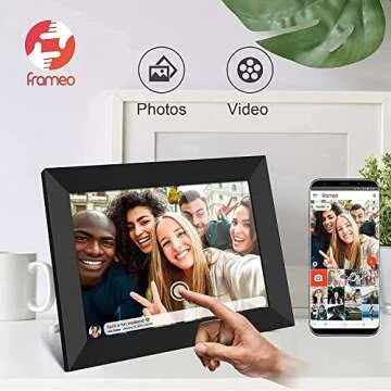 YENOCK FRAMEO Digital Photo Frame WiFi 10.1 Inch HD IPS LCD Touch Screen, 16GB Memory, Auto-Rotate, Wall-Mountable, Easy Setup to Share Photos & Videos via Free App from Anywhere