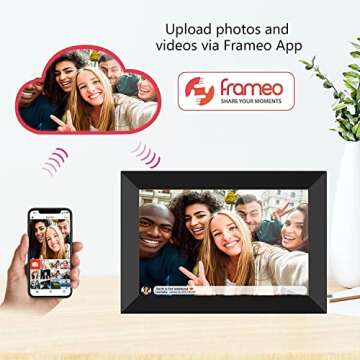 YENOCK FRAMEO Digital Photo Frame WiFi 10.1 Inch HD IPS LCD Touch Screen, 16GB Memory, Auto-Rotate, Wall-Mountable, Easy Setup to Share Photos & Videos via Free App from Anywhere