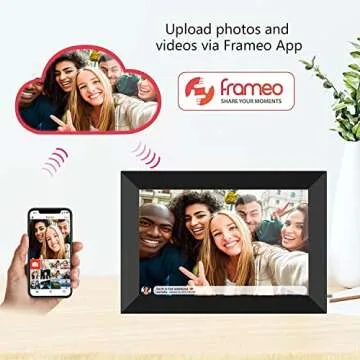 YENOCK FRAMEO Digital Photo Frame WiFi 10.1 Inch HD IPS LCD Touch Screen, 16GB Memory, Auto-Rotate, Wall-Mountable, Easy Setup to Share Photos & Videos via Free App from Anywhere