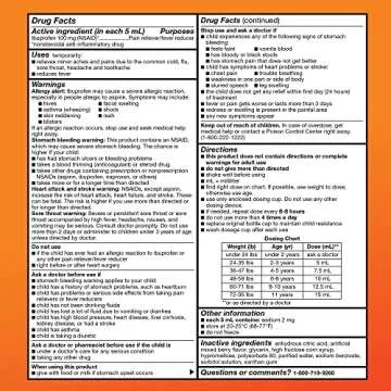 Amazon Basic Care Children's Ibuprofen Oral Suspension 100 mg per 5 mL, Pain Reliever and Fever Reducer, Non-Staining Dye-Free Berry , For Sore Throat, Headache and Toothache, 8 fl oz (Pack of 1)