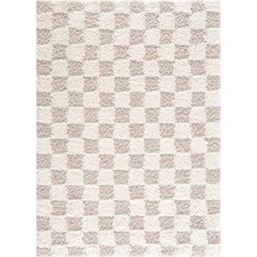 Hauteloom Atira Checkered Shag Area Rug for Comfort