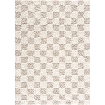 Hauteloom Atira Checkered Shag Area Rug for Comfort