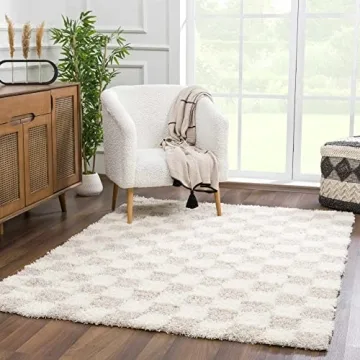 Hauteloom Atira Checkered Shag Area Rug for Comfort