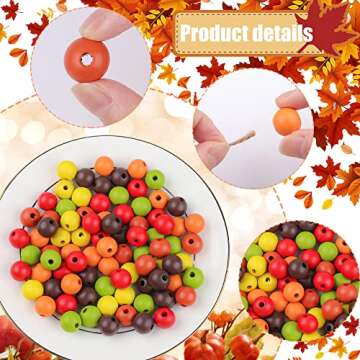 300 PCS Fall Wood Beads - Rustic Craft Beads for DIY Projects