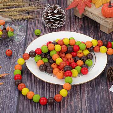 300 PCS Fall Wood Beads - Rustic Craft Beads for DIY Projects