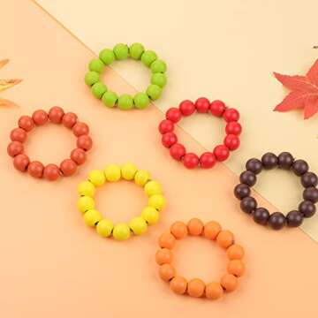 300 PCS Fall Wood Beads - Rustic Craft Beads for DIY Projects