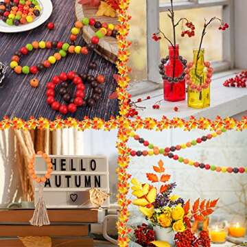 300 PCS Fall Wood Beads - Rustic Craft Beads for DIY Projects