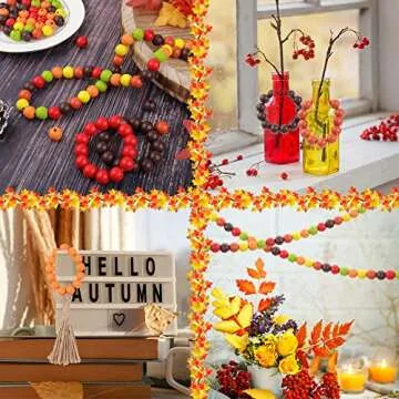 300 PCS Fall Wood Beads - Rustic Craft Beads for DIY Projects