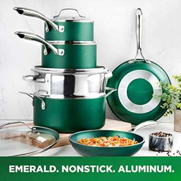 Granitestone Classic Emerald Cookware Set - Nonstick, Durable, 10 Piece