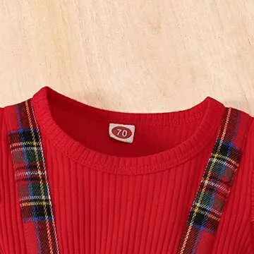 Engofs Baby Girl Christmas Outfit Newborn Infant Long Sleeve Romper Dress with Headband Red 3-6 Mont...