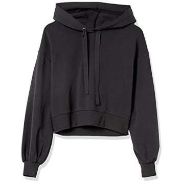 The Drop Women's Mayla Boxy Cropped Hoodie, Black, M