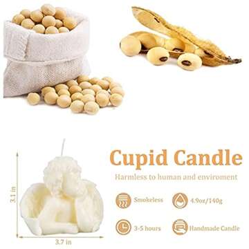 2 Pack Angel Candles Soy Scented Candles Hand Carved Aesthetic Candles for Home Decor Bathroom Bedroom Wedding Decor (Milk White)