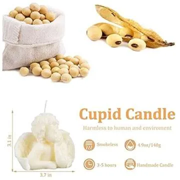 2 Pack Angel Candles Soy Scented Candles Hand Carved Aesthetic Candles for Home Decor Bathroom Bedroom Wedding Decor (Milk White)