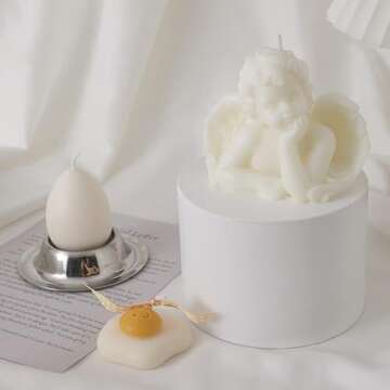 2 Pack Angel Candles Soy Scented Candles Hand Carved Aesthetic Candles for Home Decor Bathroom Bedroom Wedding Decor (Milk White)