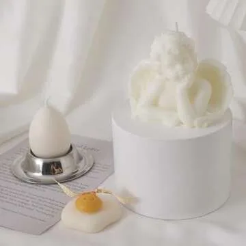 2 Pack Angel Candles Soy Scented Candles Hand Carved Aesthetic Candles for Home Decor Bathroom Bedroom Wedding Decor (Milk White)