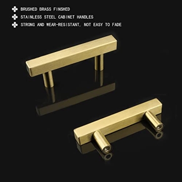 Brushed Brass Cabinet Pulls Gold Kitchen Hardware 5Pack