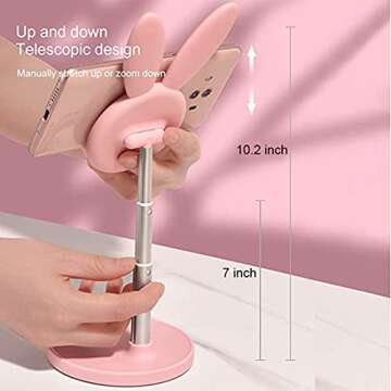 Cute Bunny Phone Holder with Adjustable Height and Angle