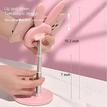 Cute Bunny Phone Holder with Adjustable Height and Angle