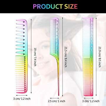 Patelai Rainbow Fine Tooth Combs for All Ages