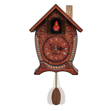 Mark Feldstein & Associates Traditional Chalet Style Singing Cardinal Tabletop Wall Sound Cuckoo Clo...