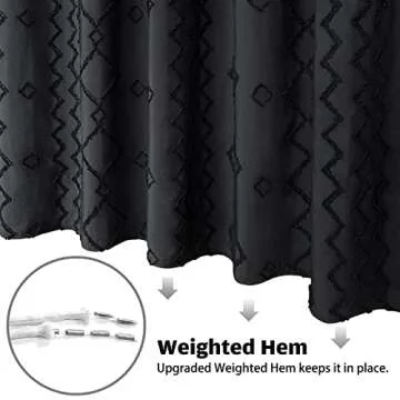 NixiYa Black Shower Curtain Boho Chic Elegant Design