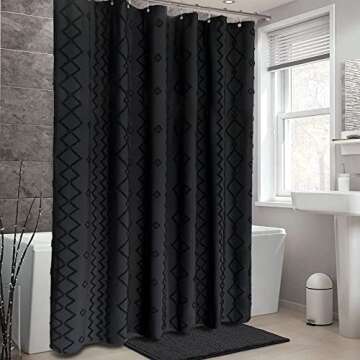 NixiYa Black Shower Curtain Boho Chic Elegant Design
