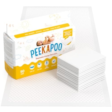 Peekapoo - Disposable Changing Pad Liners 50 Pack - Super Soft, Ultra Absorbent & Waterproof for Eas...