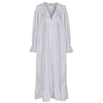 The 1 for U Sleepwear For Women - Button Down Nightgowns For Women, White, MD