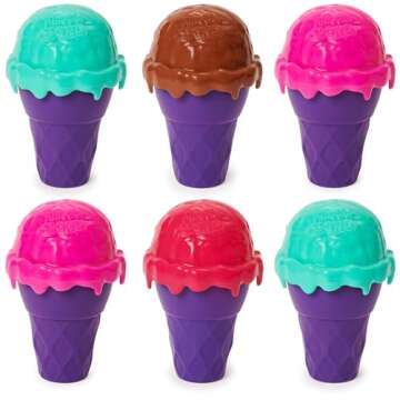 Kinetic Sand Scents, Ice Cream Cone Container, 6-Pack with 24oz of All-Natural Scented Play Sand (Amazon Exclusive), Sensory Toys for Ages 3 and up