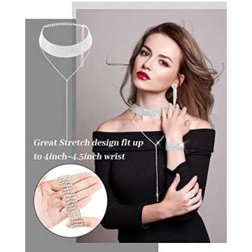 MTLEE 5 Pcs Heart Purse Rhinestone Tassel Evening Clutch Bag Valentine's Day Jewelry Set for Women Wedding Dinner (Silver)