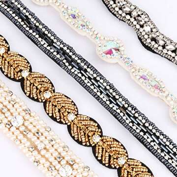 Teenitor 5pcs Rhinestone Beaded Headbands, No Slip Jeweled Head Wraps Women Girls Hair Headbands