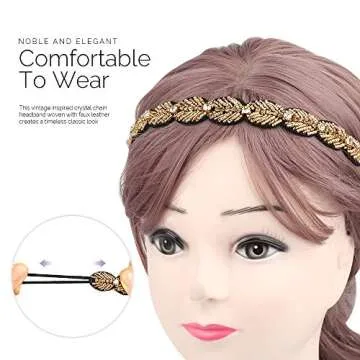 Teenitor 5pcs Rhinestone Beaded Headbands, No Slip Jeweled Head Wraps Women Girls Hair Headbands