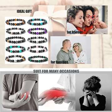 BOMAIL 10Pcs Triple Protection Bracelet - Hematite Black Obsidian Tiger Eye Stone Beaded Bracelets Set for Women Men Stress Relief Healing Yoga Stretch Bracelets for Bring Luck and Prosperity