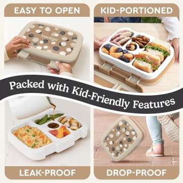 Bentgo Kids 5-Compartment Leak-Proof Bento-Style Lunch Box (Whimsy & Wonder Collection) - Ideal for Ages 3-7, Drop-Proof & Durable, Dishwasher Safe, & Made with BPA-Free Materials (Spots & Dots)